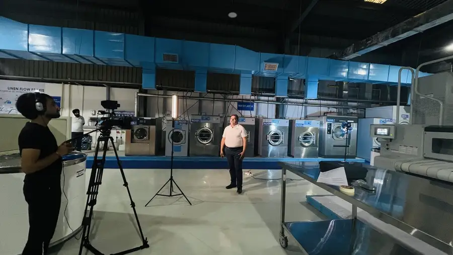 Behind the scenes: Interview set, factory floor